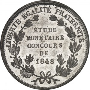 IIe République (1848-1852). Essai de 5 francs, concours de Montagny, Frappe spéciale (SP) 1848, Paris.