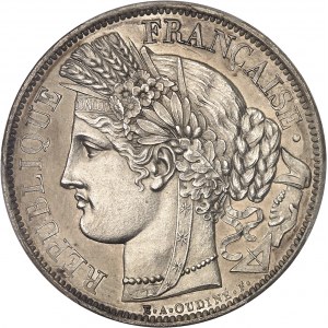 IIe République (1848-1852). Essai de 5 francs, concours de Oudiné, Frappe spéciale (SP) 1848, A, Paris.