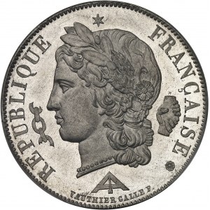 IIe République (1848-1852). Essai de 5 francs, concours de Vauthier-Galle, Frappe spéciale (SP) 1848, Paris.