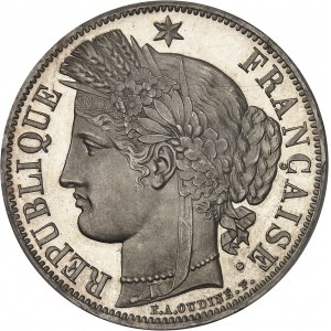 IIe République (1848-1852). 5 francs Cérès, Flan bruni (PROOF) 1849, A, Paris.