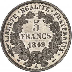 IIe République (1848-1852). 5 francs Cérès, Flan bruni (PROOF) 1849, A, Paris.