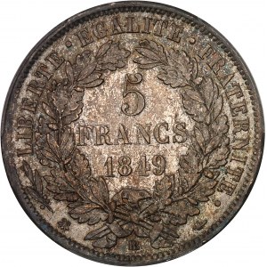 IIe République (1848-1852). 5 francs Cérès 1849, BB, Strasbourg.