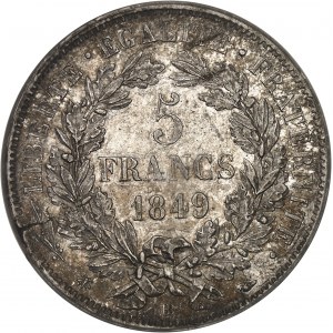 IIe République (1848-1852). 5 francs Cérès 1849, BB, Strasbourg.