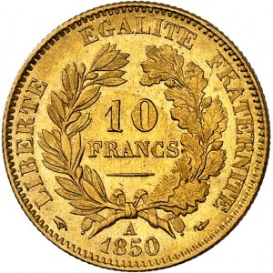 IIe République (1848-1852). 10 francs Cérès 1850, A, Paris.