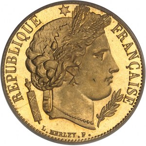 IIe République (1848-1852). 20 francs Cérès, Flan bruni (PROOF) 1850, A, Paris.