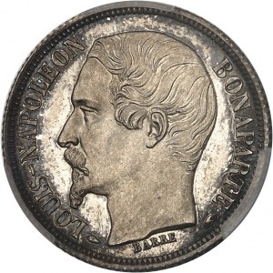 IIe République (1848-1852). 1 franc Louis-Napoléon Bonaparte, Flan bruni (PROOF) 1852, A, Paris.