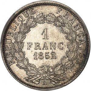 IIe République (1848-1852). 1 franc Louis-Napoléon Bonaparte 1852, A, Paris.
