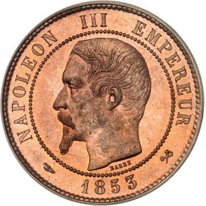 Second Empire / Napoléon III (1852-1870). Dix centimes tête nue 1853, B, Rouen.