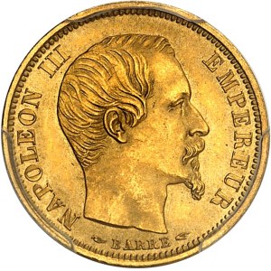 Second Empire / Napoléon III (1852-1870). 10 francs tête nue, petit module, tranche lisse 1854, A, Paris.