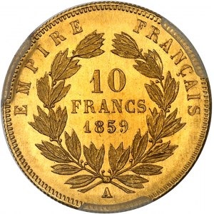 Second Empire / Napoléon III (1852-1870). 10 francs tête nue grand module 1859, A, Paris.