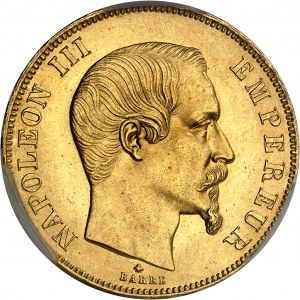 Second Empire / Napoléon III (1852-1870). 50 francs tête nue 1859, BB, Strasbourg.