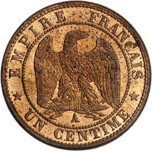 Second Empire / Napoléon III (1852-1870). Un centime, tête laurée 1862, A, Paris.