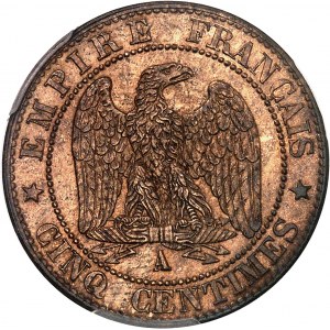 Second Empire / Napoléon III (1852-1870). Cinq centimes tête laurée 1861, A, Paris.