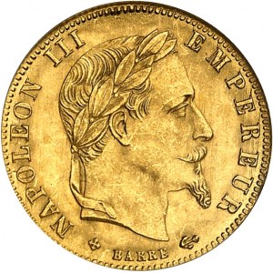 Second Empire / Napoléon III (1852-1870). 5 francs tête laurée 1866, BB, Strasbourg.