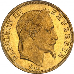 Second Empire / Napoléon III (1852-1870). 50 francs tête laurée 1866, BB, Strasbourg.