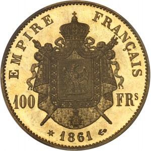 Second Empire / Napoléon III (1852-1870). Essai de 100 francs tête laurée, Frappe spéciale (SP) 1861, Paris.