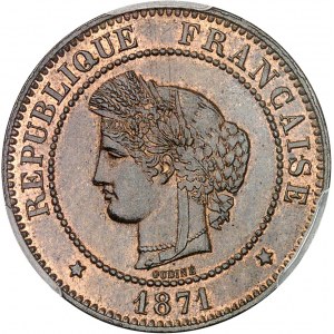Gouvernement de Défense Nationale (1870-1871). 5 centimes, Cérès 1871, A, Paris.