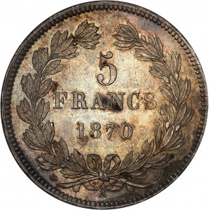 Gouvernement de Défense Nationale (1870-1871). 5 francs Cérès sans légende 1870, A, Paris.