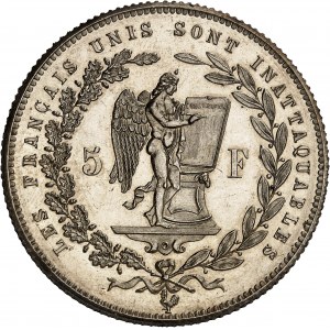 Gouvernement de Défense Nationale (1870-1871). Module de 5 francs Gambetta, tranche cannelée, Frappe spéciale (SP) ND (1870), Bruxelles (Würden) ?