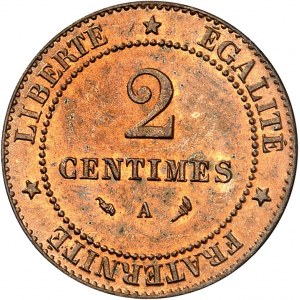 IIIe République (1870-1940). 2 centimes Cérès 1897, A, Paris.