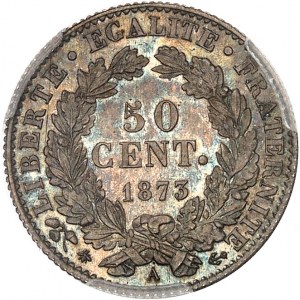 IIIe République (1870-1940). 50 centimes Cérès, Flan bruni (PROOF) 1873, A, Paris.
