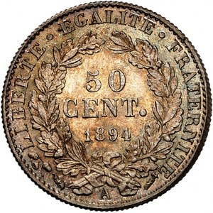 IIIe République (1870-1940). 50 centimes Cérès 1894, A, Paris.