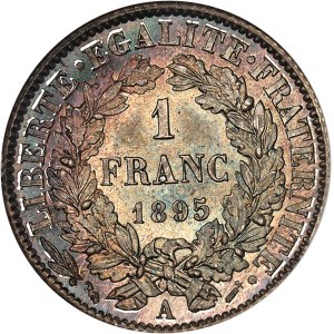 IIIe République (1870-1940). 1 franc Cérès 1895, A, Paris.