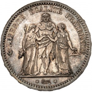 IIIe République (1870-1940). 5 francs Hercule, Frappe spéciale (SP) 1873, A, Paris.