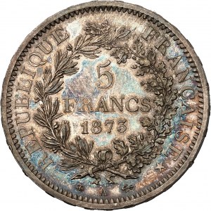 IIIe République (1870-1940). 5 francs Hercule, Frappe spéciale (SP) 1873, A, Paris.