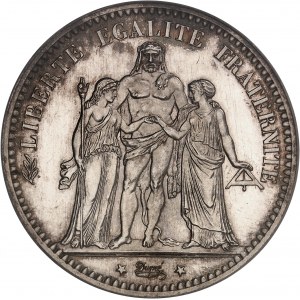IIIe République (1870-1940). 5 francs Hercule, Frappe spéciale (SP) 1876, A, Paris.
