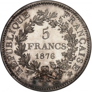 IIIe République (1870-1940). 5 francs Hercule, Frappe spéciale (SP) 1876, A, Paris.