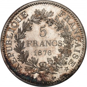 IIIe République (1870-1940). 5 francs Hercule 1876, A, Paris.