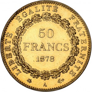 IIIe République (1870-1940). 50 francs Génie 1878, A, Paris.