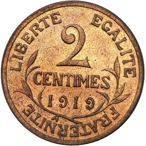 IIIe République (1870-1940). 2 centimes Daniel-Dupuis 1919, Paris.