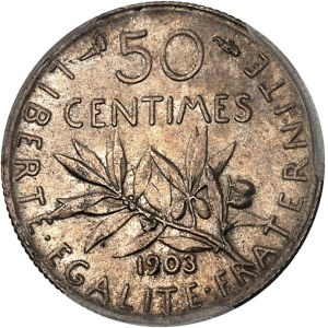 IIIe République (1870-1940). 50 centimes Semeuse 1903, Paris.