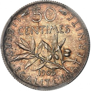 IIIe République (1870-1940). 50 centimes Semeuse 1905, Paris.
