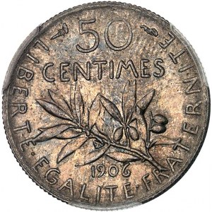IIIe République (1870-1940). 50 centimes Semeuse 1906, Paris.