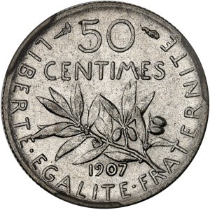 IIIe République (1870-1940). 50 centimes Semeuse 1907, Paris.