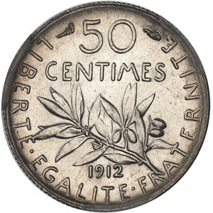 IIIe République (1870-1940). 50 centimes Semeuse 1912, Paris.