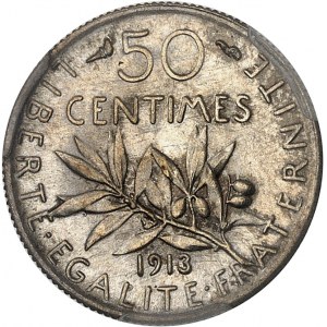 IIIe République (1870-1940). 50 centimes Semeuse 1913, Paris.