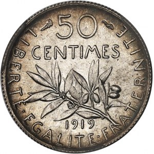 IIIe République (1870-1940). 50 centimes Semeuse 1919, Paris.