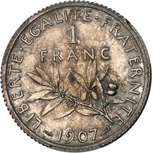 IIIe République (1870-1940). 1 franc Semeuse 1907, Paris.