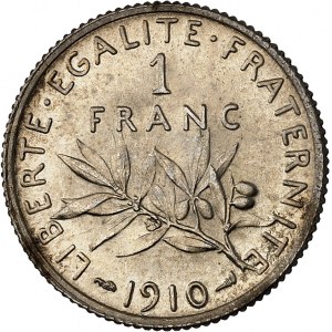 IIIe République (1870-1940). 1 franc Semeuse 1910, Paris.