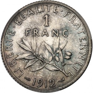 IIIe République (1870-1940). 1 franc Semeuse 1912, Paris.