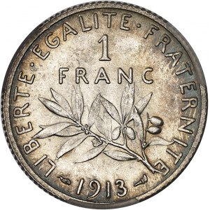 IIIe République (1870-1940). 1 franc Semeuse 1913, Paris.