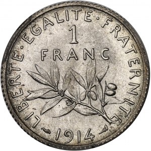 IIIe République (1870-1940). 1 franc Semeuse 1914, Paris.