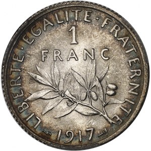 IIIe République (1870-1940). 1 franc Semeuse 1917, Paris.