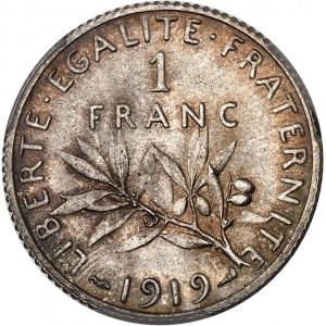 IIIe République (1870-1940). 1 franc Semeuse 1919, Paris.