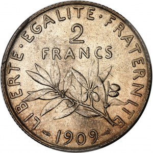 IIIe République (1870-1940). 2 francs Semeuse 1909, Paris.