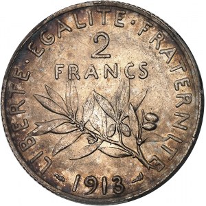 IIIe République (1870-1940). 2 francs Semeuse 1913, Paris.